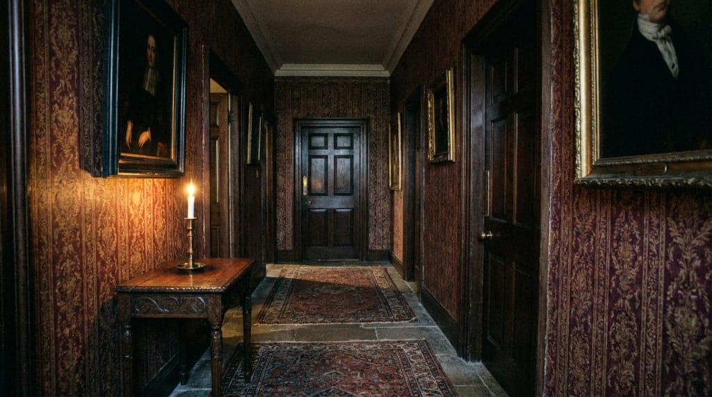 The dark hallway of Blackwood Manor